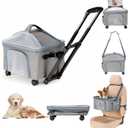 Pet Carrier for Small Dog Cat, Cat Dog Carrier with Wheels Soft Sided Dog Rolling Crate Cat Travel Bag up to 20 Lbs Pet Strollers for Small Pets (Grey)
