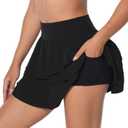 Sunzel Pleated Tennis Skort for Women, High Waisted Athletic Skirt with Built-in Shorts & Pockets for Pickleball (Black, L)