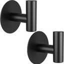 Self-Adhesive Coat Hooks, Stainless Steel Heavy Duty Wall Hooks, Towel Hooks for Hanging Robes, Aprons, Coats and Hats in Bathrooms,Kitchens and Hotels(2 Pack, Black)