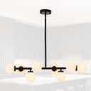 Chandelier Light Fixture Linear Chandelier Morder Black Milk Globe Glass 8 Lights Chandeliers for Dining Room Lighting Fixtures Hanging,