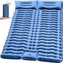 FUN PAC Camping Sleeping Pad, Ultralight Camping Mat with Pillow, Built-in Foot Pump Inflatable Sleeping Pads Compact for Camping Backpacking Hiking Traveling Tent, Double, Blue.