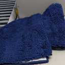 HOMORE Bathroom Rug Set 2 Piece,Soft Absorbent Bath Mats Set,Machine Washable Navy Blue Bath Rug Sets for Bathroom Non Slip,(21"x34"+21"x21") Plush Shaggy U Shape Contour Toilet