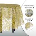 Exquisite Lace Table Cloth Round Table Plastic 6-Pack Lace Tablecloth Round 84" | Clear & Gold Floral Tablecloth Disposable | Wild Flower Party Decorations & Party Supplies