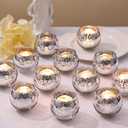 LETINE 36pcs Silver Votive Candle Holders - Elegant Mercury Glass Tea Light Candle Holder Set for Weddings, Holiday Season Decorations,Christmas Table Centerpieces