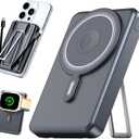 for Magsafe Portable Charger 10000mAh, Wireless Magnetic Power Bank for Apple Watch, 5 in 1 Fast Charging External Battery Pack with Cable and Stand for iPhone 16 Pro Max/15/14/13 Mini(Black)