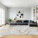 Marble White Gold Washable Area Rugs 5x7,Modern Abstract Area Rug for Living Room Bedroom,Indoor Non-Slip Large Throw Carpet for Kitchen Entryway Bathroom Office