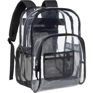 PACKISM Clear Backpack - 17 inch Heavy Duty Clear Backpacks for School, Large Transparent Bookbag for Students (Age 12+)