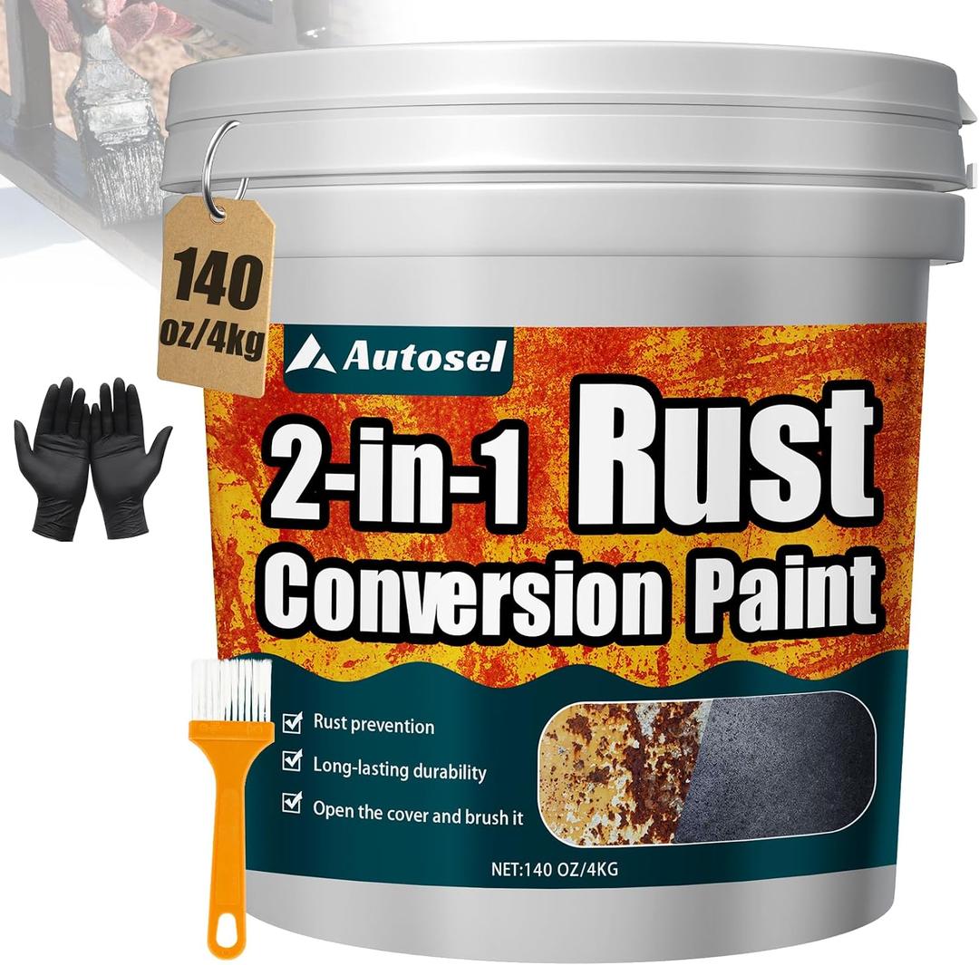 Ultra 2-in-1 Rust Converter & Metal Paint, 140 oz Rust Reformer & Metal Primer, rust remover for metal, Stops Rust & Corrosion, rust inhibitor for Automotive, Marine, Tools & Steel Surfaces – Black (EXP 08/07/26)