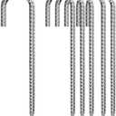 Rebar-Stakes-12-Inch, Ground Stakes Heavy Duty for High Winds Galvanized Anti-Rust J Hook 6pcs Metal Stakes for Ground Heavy Duty Ground Anchors for Garden Dog Fence Chicken Coop Water Pipe