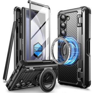 SUPCASE for Z Fold 6 Case with S Pen Holder [UB Pro Mag] [Compatible with MagSafe] [Military Grade Protection] [Built-in Screen Protector & Magnetic Ring Holder] Rugged Phone Case (Black)