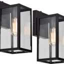 MICSIU 2 Pack Dusk to Dawn Outdoor Lighting, 11 Inch Matte Black Exterior Wall Lantern with Clear Glass, Exterior Wall Lights for House, Porch, Garage, Doorway, Pathway