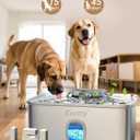 Kastty 4 Gal Dog Water Fountain for Large Dogs,15L Stainless Steel Dog Water Bowl Dispenser Triple Filtration,Ultra Quiet Automatic Pet Water Fountain with Water Level Window and LED Light(FS76)