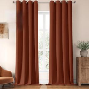 ChrisDowa 100% Blackout Birch Solid Curtains 90 Inches Long 2 Panels for Bedroom Living Room, Farmhouse Room Darkening Thermal Insulated Soundproof Grommet Top Window Treatment Drapes, 52x90