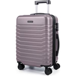 LIGHT FLIGHT Expandable Carry On Luggage 22x14x9 Airline Approved with Double Spinner Wheels, 20 Inch Lightweight Hard Shell Rolling Suitcases with TSA Lock, Rose Purple