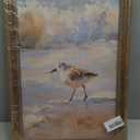 Gold Framed Coastal Wall Art,vintage bird Canvas print 24" L x 16" W | Beach Sandpiper Bird Oil Painting Rustic Animal picture Seaside Ocean Waves Canvas Decor for Beach House,Living Room