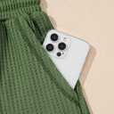 Dokotoo Women's 2 Piece Loungewear Sets Casual Short Sleeve Womens Tops Drawstring Shorts Pants Waffle Knit Sets (Medium, Fern Green)