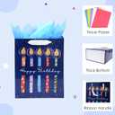 Nihuecne 8 Pack Birthday Gift Bags Assorted Sizes (2 Extra Large 15", 3 Large 13",3 Medium 9") with Ribbon Handle and Tissue Paper, Reusable and Perfect For Wrapping Present