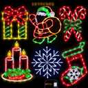 Pytopkto 16" Christmas Window Silhouette Lights - 6 Pack Colour Lighted Candy Cane  Santa  Christmas Stocking  Candle  Gift Box Snowflake for Holiday Indoor and Outdoor Window Decorate
