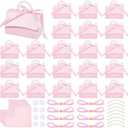 BENECREAT 30 Set Wedding Favors Box DIY Set, Pink Kraft Paper Box with Pearl Handle, Ribbons, Stickers, Gift Boxes for Birthday, Boutique, Wedding and Anniversary, 3.54x2.36x2.16inch