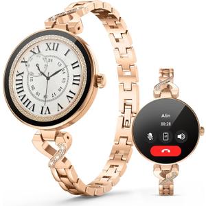 Smart Watches for Women, Answer/Make Call, 1.04'' AMOLED, 24H Sleep Tracker, Fitness Tracker with Heart Rate/Blood Pressure/SpO2/Stress Monitor, 100+ Sport Modes Waterproof Smartwatch for IOS Android