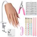 Practice Hand for Acrylic Nails: Realistic Silicone Nail Hand Practice with Tattoo Stickers - Flexible Fake Hand Mannequin Nail Hand Kit for Beginners