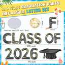Sumind 14 Pcs Class of 2026 Pool Float Decorations, 15 x 20 Inch Inflatable Letters Set, Glitter Prom Party Decor with Grad Cap & Ball for Grad Pool Party, Photo Props, Graduation Games (Black Gold)