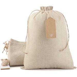 Burlap Bags with Drawstring, 10x14 Inches Burlap Favor Sack for Wrapping July Fourth Favors, Gifts, Birthday, Wedding, Party or Household Use (Lot of 30)