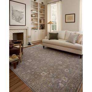 Loloi Chris Loves Julia Louisa Collection LOI-01 Stone/Multi 2'-7" x 12'-0", .38" Pile Height, Runner Rug