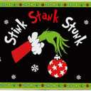 Funny Christmas Door Mat, Stink Stank Stunk Christmas Welcome Mat with Non-Slip Backing, Holiday Door Decor Bathroom Garden Entryway Doormat, Holiday Indoor Outdoor Decorations, White Elephant Gift