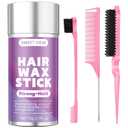  Sweet View Hair Wax Stick & Slick Back Hair Brush for Tame Flyaways, Frizz, Sleek Ponytails, Buns | Pomade/Balm/Gel Stick for Woman, Styling Accessories for Girls