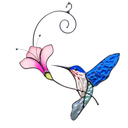 Multicolor Hummingbird Handmade Stained Glass Suncatcher Genuine Stained Glass Window Hangings Unique Indoor Ornament & Outdoor Decor (Blue Hummingbird)