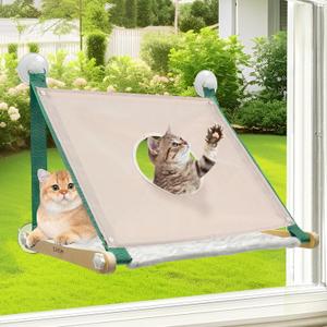 Cat Window Perch, Cat Hammock for Window, 2 in 1 Cat Window Hammock Bed for Indoor Cats, Cat Perch with Sturdy Screw Suction Cups for Cats & Kittens (Green)