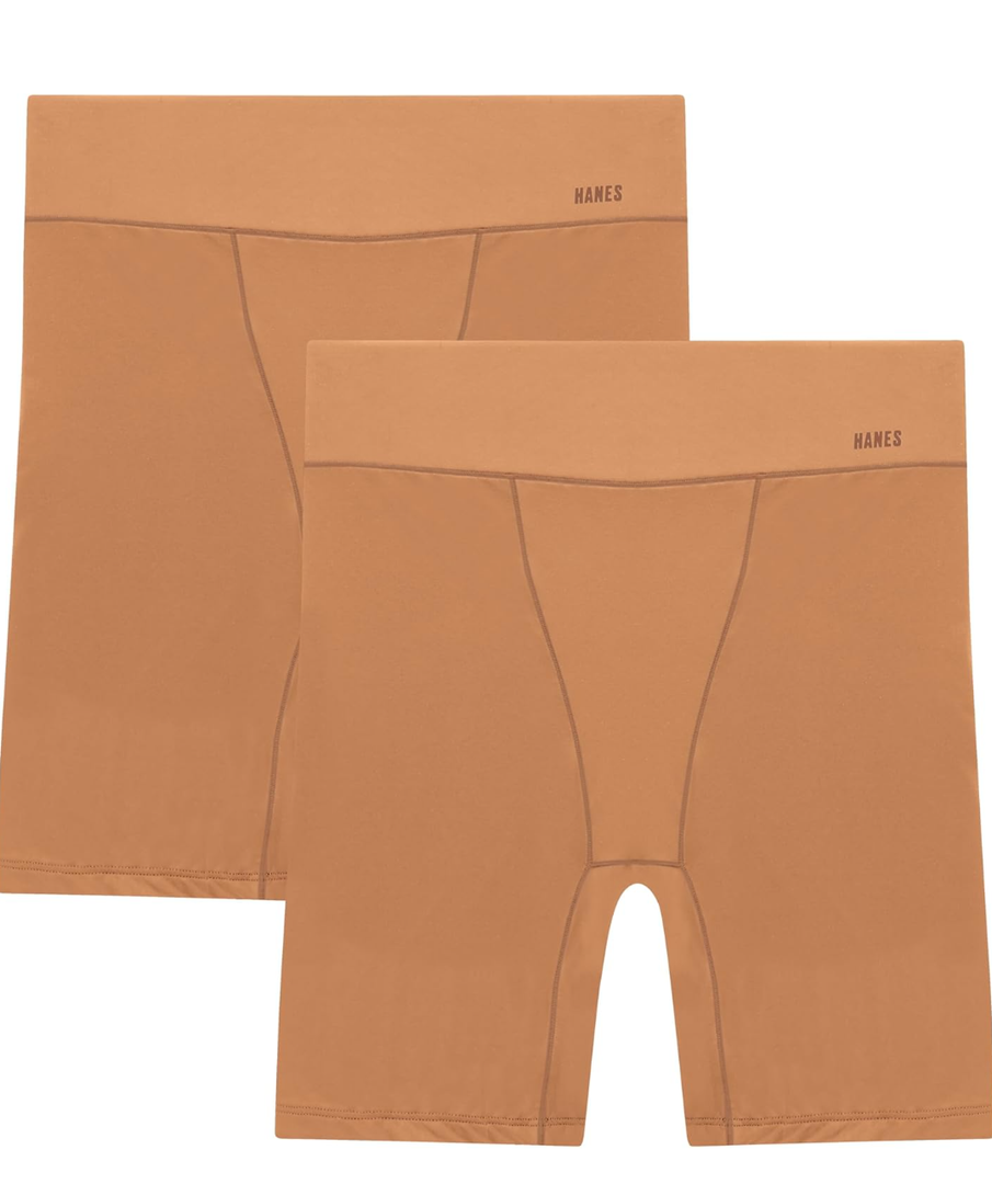Hanes Women's Moves Underwear, Anti-Chafe Slip Shorts, Microfiber Slip Shorts for Women, 2-Pack, Large
