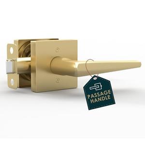 Mega Handles Schein Passage Door Handle - 1 Pack Reversible Gold Door Handle, Heavy Duty No Lock Door Handles Interior for Closet & Hallway, Fits All Standard Door Sizes - Satin Brass