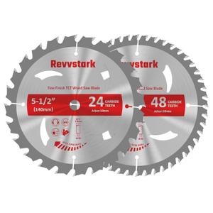 5-1/2" (10mm Arbor) Circular Saw Blades 24T&48T, Carbide Tipped Teeth, Heavy Duty TCT Saw Blades for Cutting Various Wood, Plastic and Composite Materials