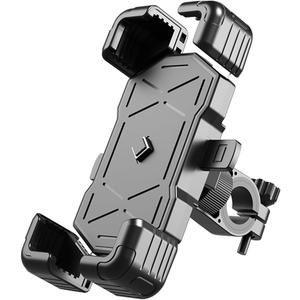 AUCELI Motorcycle Phone Mount, ABS Quick Release Bike Phone Holder for 4.7''-7.2'' Phones, Anti Shake with 360 Rotatable Phone Clip, Handlebar Clamp (Black)
