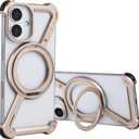 OATSBASF Minimalist Phone Case Compatible with iPhone 16 Plus 6.7, 360 Rotation Kickstand Aluminum Metal Frameless Design Bumper Z Case, Protective Shock Grade Shell (Desert Titanium)