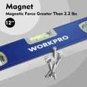 WORKPRO 3-Piece Spirit Level Set (12", 20", 40") with 12" Magnetic Torpedo Level, 45/90/180 Bubbles Measuring, Open Top View Design, Aluminum Alloy Levels with Carrying Bag