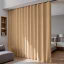 Room Divider Blackout Curtains Flexible Sliding Tracks Sets Ceiling Mounted Rod Window Curtain Privacy Separation for Bedroom Living Rooms,1 Panel Khaki Drape and Black Track Set-W216xH108 in