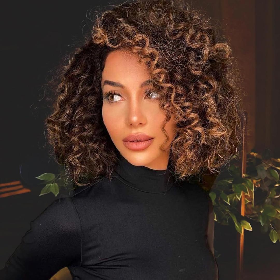 Vomella GoGo Curl Crochet Hair 8 Packs 8 Inch Water Wave Curly Crochet Hair for Black Women Ombre Brown Short Beach Curl Synthetic Deep Twist Crochet Hair Extensions T30