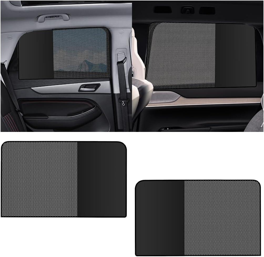 Mandark Car Window Sun Shades, 2PCS Magnetic Vehicle Rear Side Sunlight UV Privacy Protection Cover, Breathable Automotive Block Light Sunshade for Rest Camping, Universal Fit(Back)
