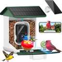 Smart Bird Feeder with Camera-AI Identify 11,000+ Species, 2K HD Auto Capture Birds Video & 64G TF Card, Solar-Powered Wireless Outdoor Design, Birdhouse with Built-in Two-Way Microphone (Green)