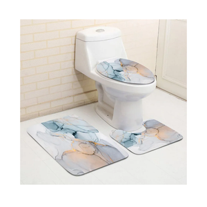 Bathroom Toilet Rug Set 3/4 Piece Set, Non-Slip Absorbent Bathroom Decorative Mat, Toilet Lid Cover and U-Shaped Profile Rug for Bathroom Shower and Bathtub, Non-Slip,
