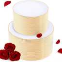 KIRE 200PCS Gold Plastic Plates - Disposable Plates for Party - White Plastic Plates with Gold Rim Include 100 for Dinner and 100 for Dessert/Salad in Wedding/Valentine's Day/New Year