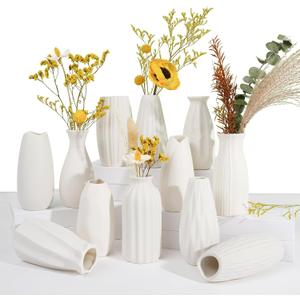 Ceramic Bud Vases, Set of 12 White Vases for Centerpieces Small Vase for Flowers Mini Ceramic Vases for Pampas Grass VAse Bulk for Wedding Table Centerpieces Decoration Boho Home Decor DIY Gift