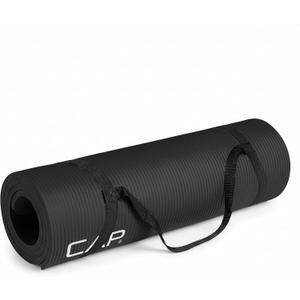 CAP 1/ 2" Thick Yoga Mat, Exercise & Workout Mat with Strap, Black