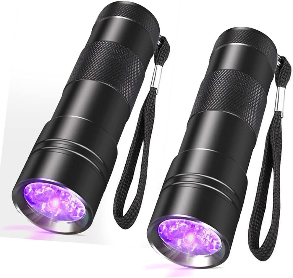 SEVENKA Black Light Flashlight, 2 Pack 12 LED UV Blacklight Flashlight, 395nm Handheld Mini Torch Light, Professional Urine Detector for Dog Pet Urine Stains, Bed Bugs and Scorpions. (2 Pack Black Light)