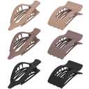 2 x 6 Pack Flat Hair Clips for Women Girls, French Flat Claw Clips for Think Hair Thin Hair with Strong Hold, Non-Slip, Matte Classic Barrettes for All Hair Styling (Black, brown, yellow)