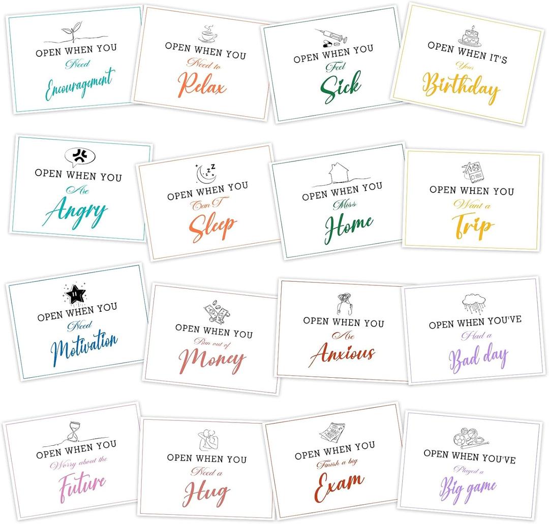 5 x 16 Pcs Open When Envelopes for College Student, Going Away College Gift Card Care Package, Open When Gift Card Envelopes for Student Daughter Girlfriend Boyfriend