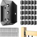 40 Pack Aluminum Alloy 2"x4" (Actual 1.5"x3.5") Deck Railing Brackets Connectors, for Fence Stair Railing Handrail Connection Metal Deck Bracket Connectors with 240 Galvanized Screws